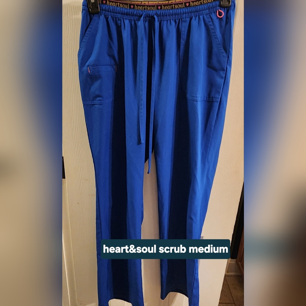 Heart Soul Blue Jogger Scrub Pant Medium